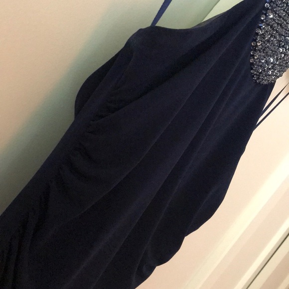 JS Boutique Navy Dress w Sequin/Beaded Collar, 6 - Picture 4 of 8
